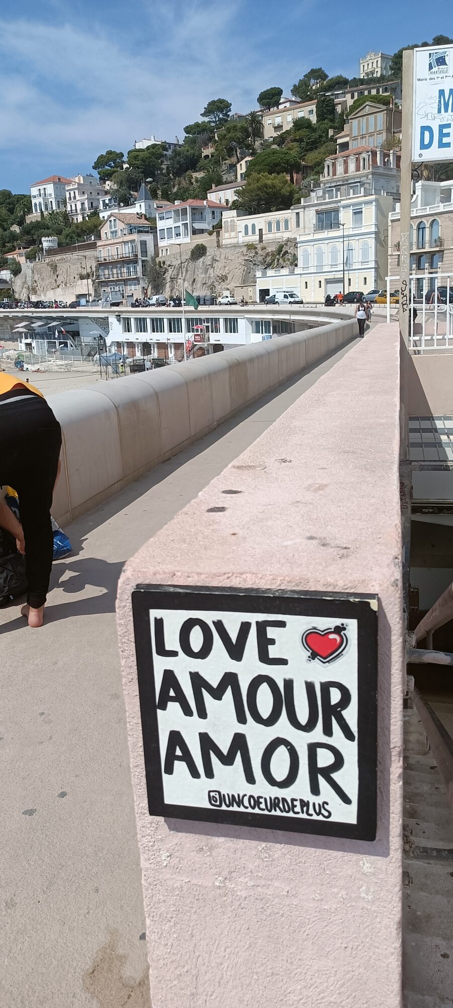 Love Amour Amor on the Corniche — Street art by Un Coeur de Plus in Marseille