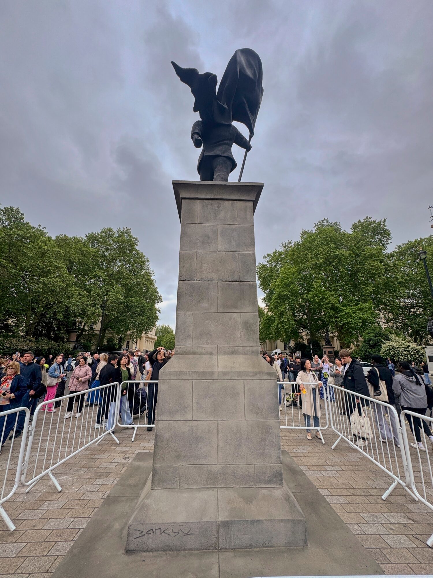 The Waterloo Place statue — Street art by Banksy in London