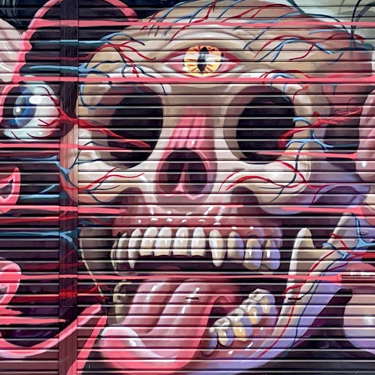 Dissected Skull at Juso — Street art by Nychos in Osaka