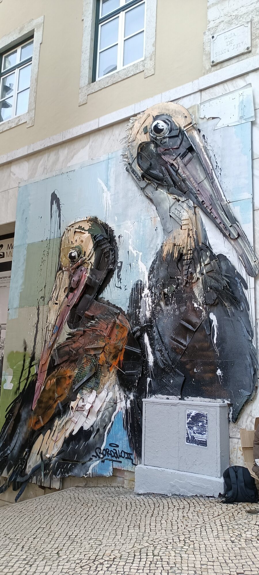 Two trash pelicans by Bordalo II — Street art by Bordalo II in Lisboa