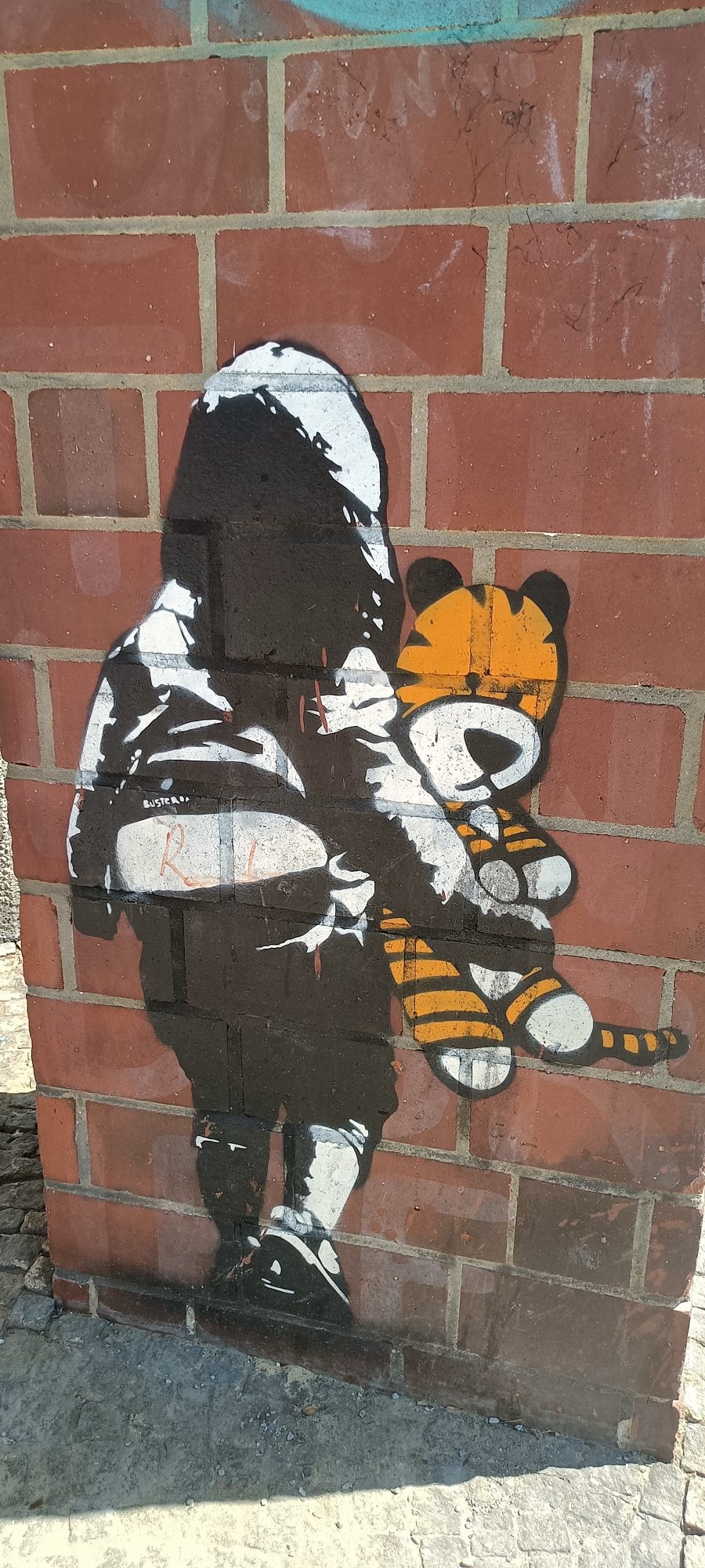 Child with the Plush Tiger — Street art by BustArt in Berlin