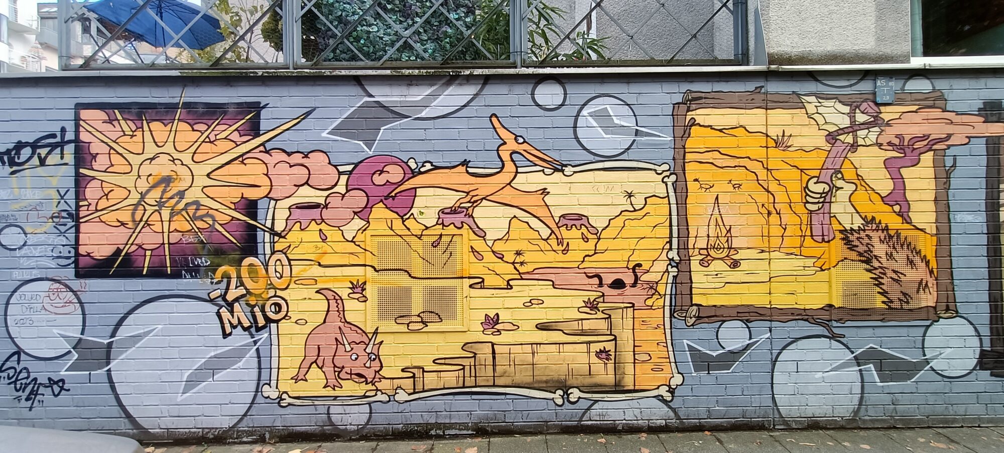 Prehistoric panels of the timeline — Street art in Köln