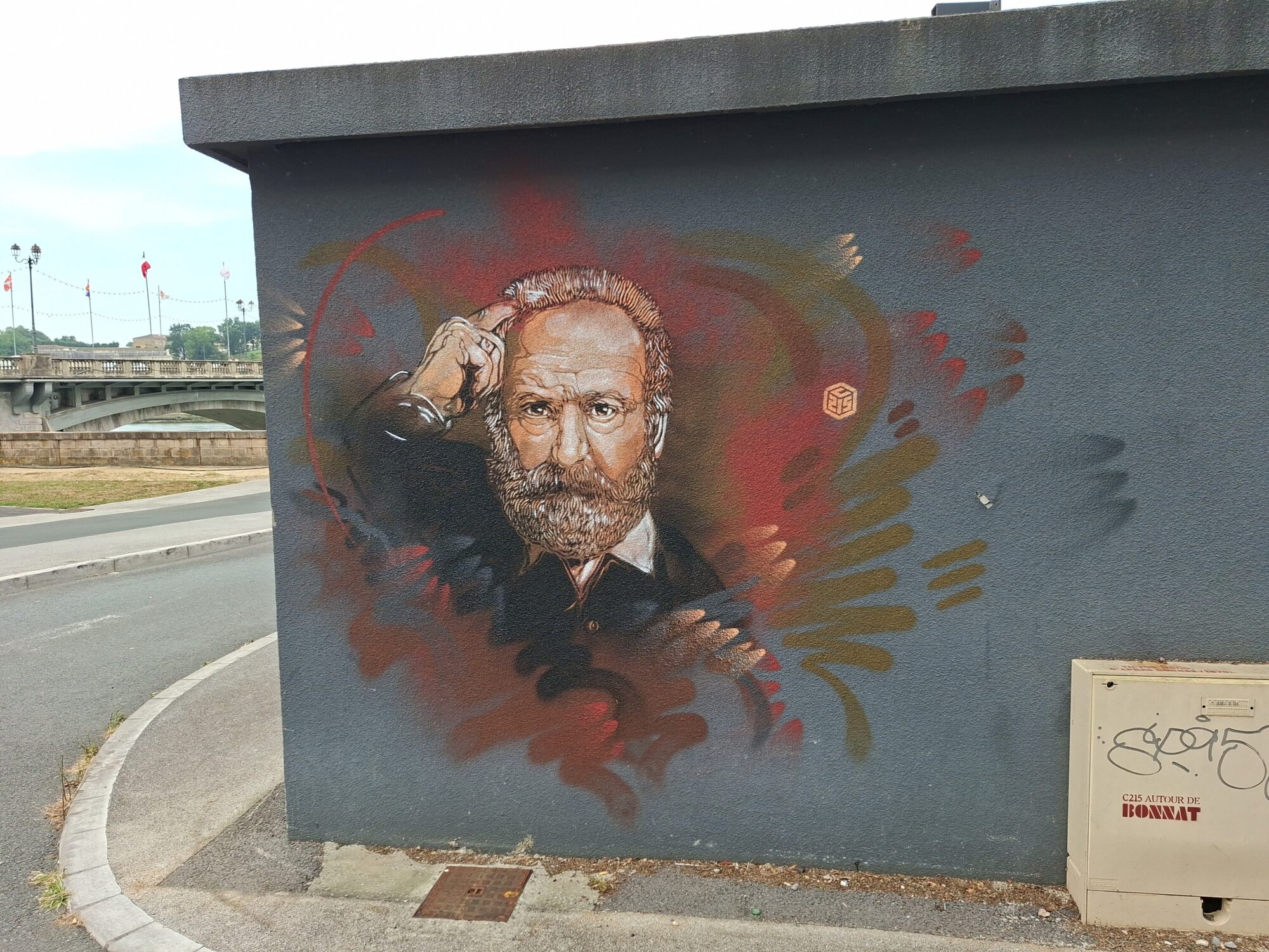 Victor Hugo after Léon Bonnat — Street art by C215 in Bayonne