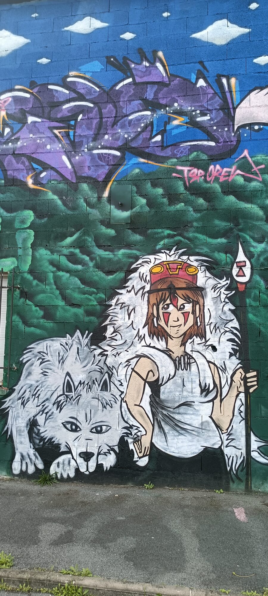 Princess Mononoke and the White Wolf — Street art in Bétheny