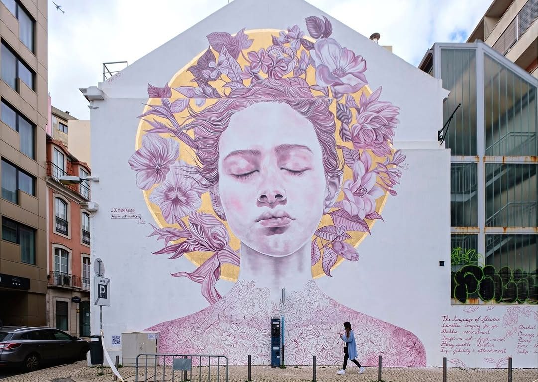 The Language of Flowers — Street art by Jacqueline de Montaigne in Lisbon