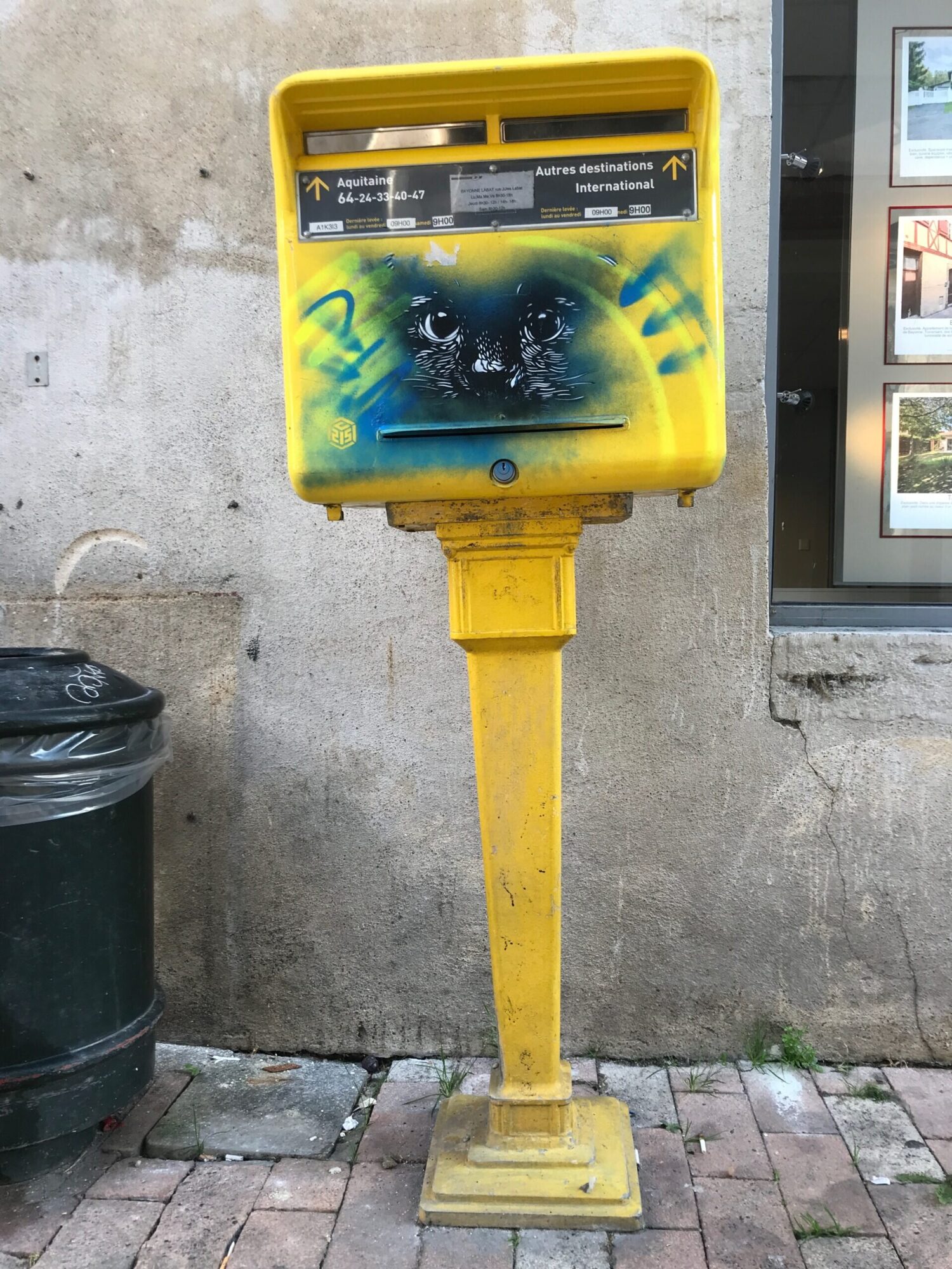 The gaze on the rue Thiers post box, by C215 — Street art by C215 in Bayonne
