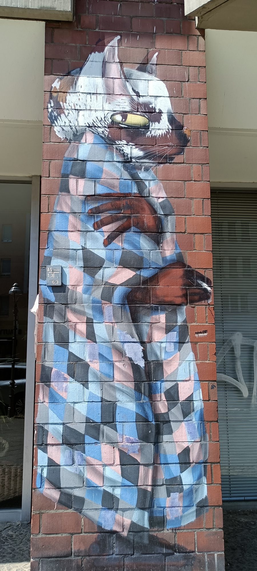Chat emmitouflé du pilier — Street art à Berlin