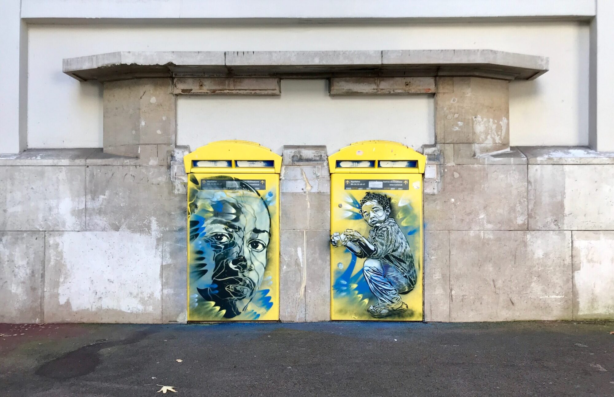 The two post boxes of rue Jules-Labat, by C215 — Street art by C215 in Bayonne