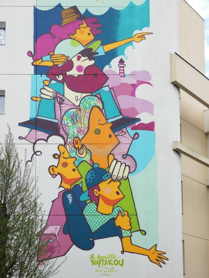 The Toutakou Family — Street art by Deuxben de Rennes in Saint-Brieuc