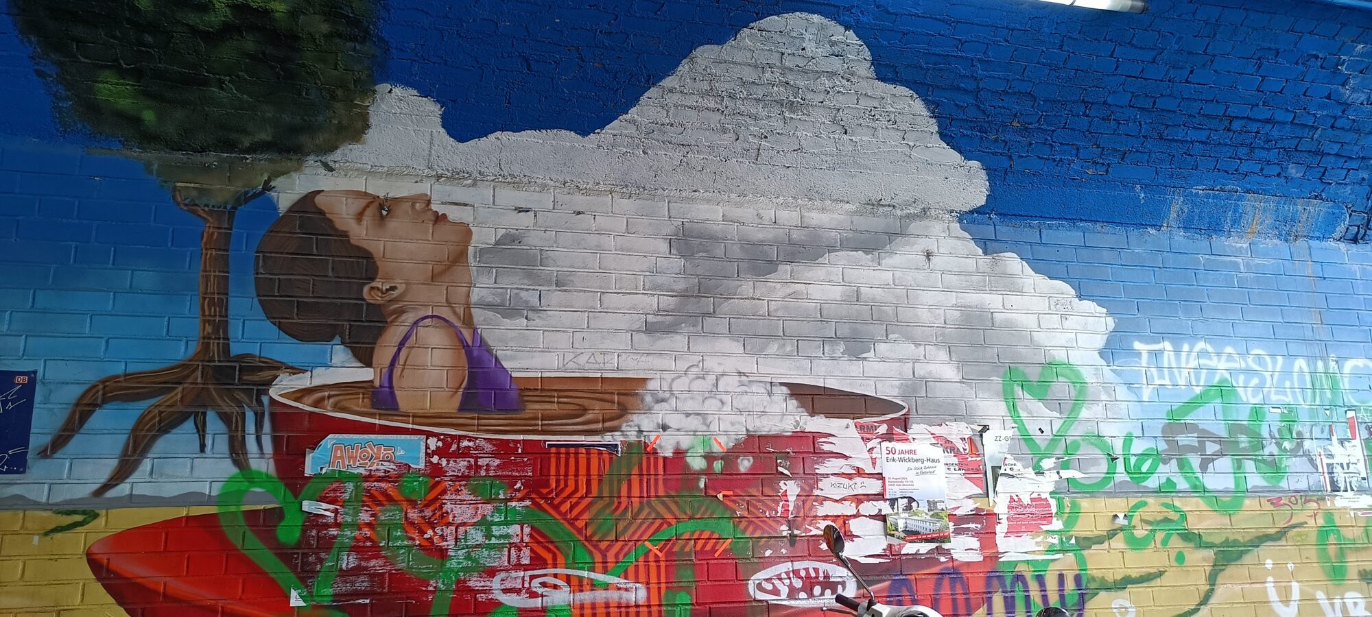 Woman in the red bathtub — Street art by Goodlack Art in Köln
