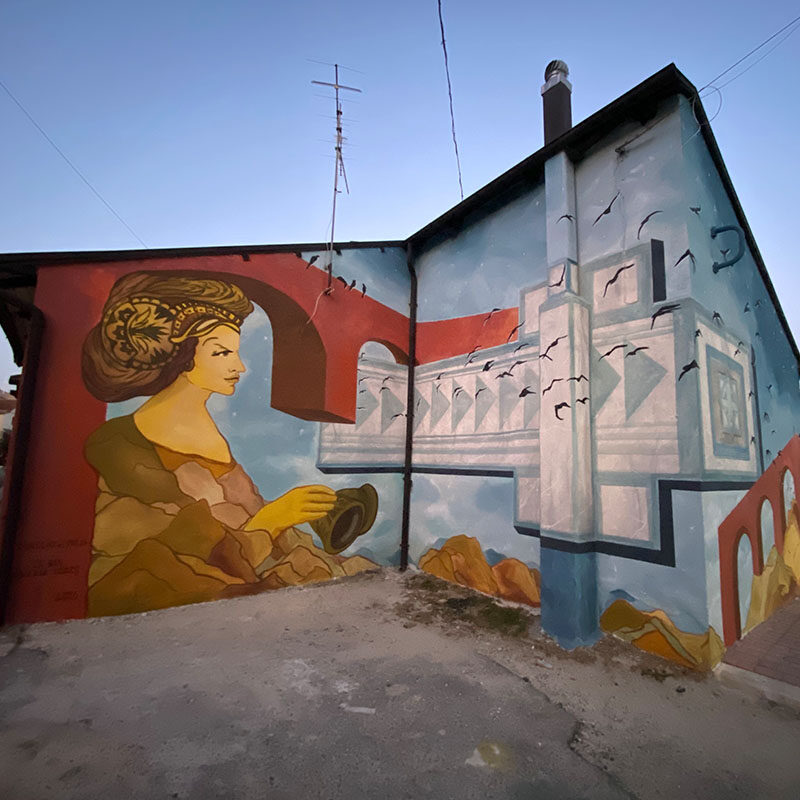 Those Who Stay and Those Who Go — Street art by Valeria Iozzi in Aielli Stazione