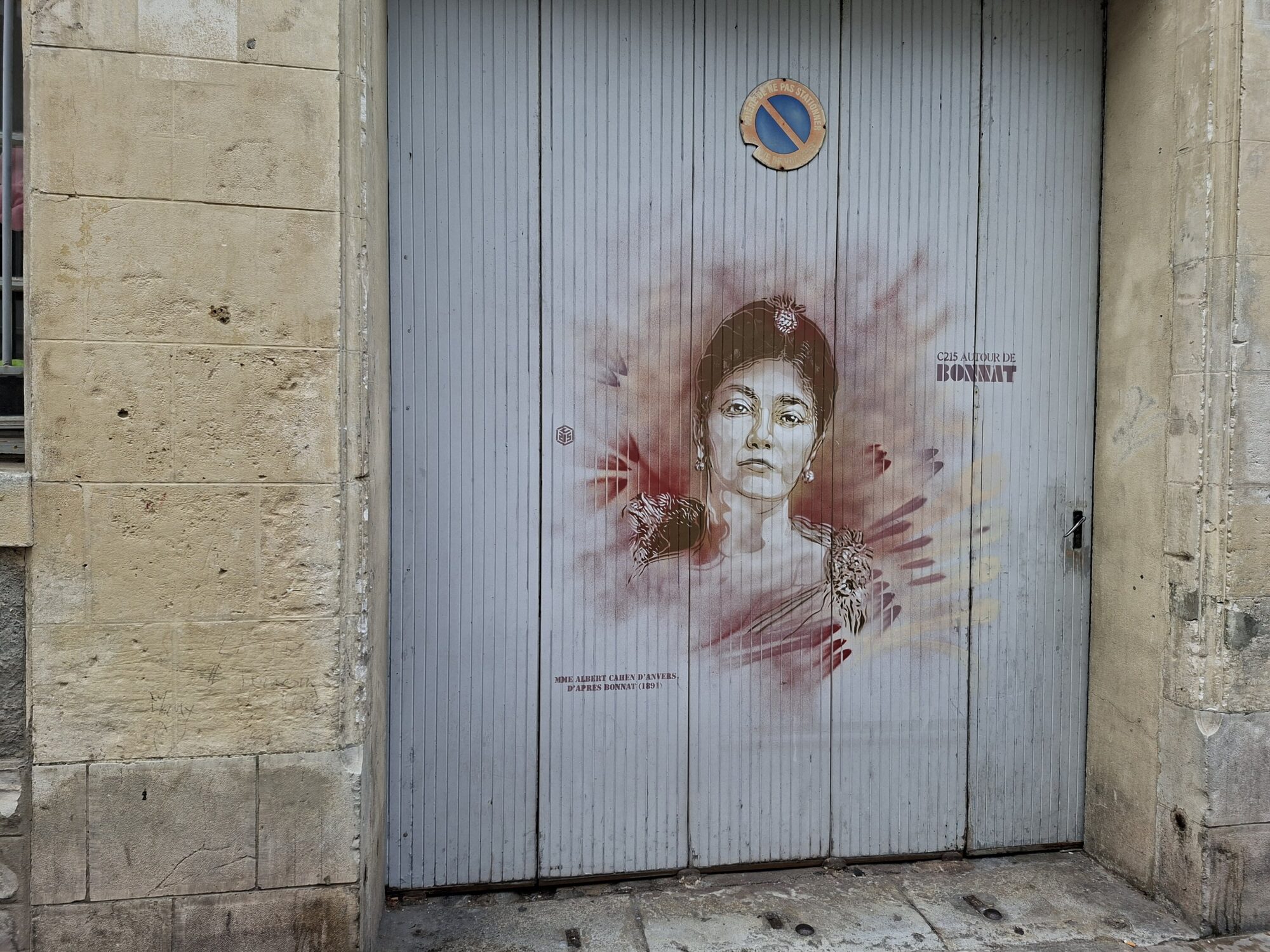 Madame Albert Cahen d'Anvers after Léon Bonnat — Street art by C215 in Bayonne