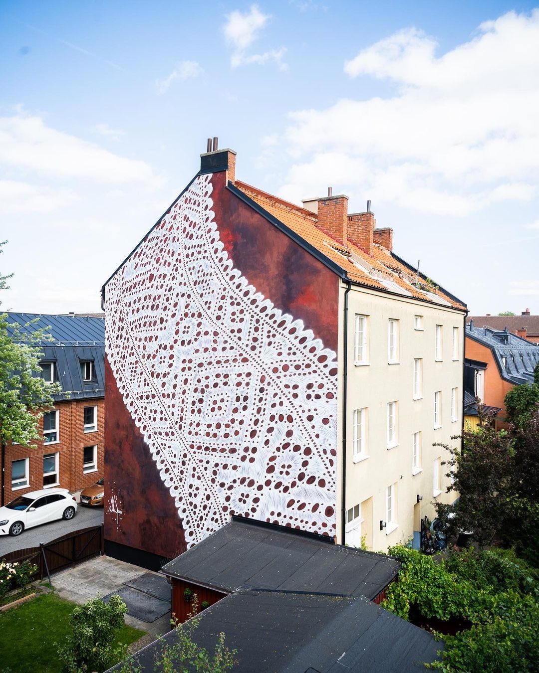 Swedish Lace on Brick — Street art by NeSpoon in Malmö