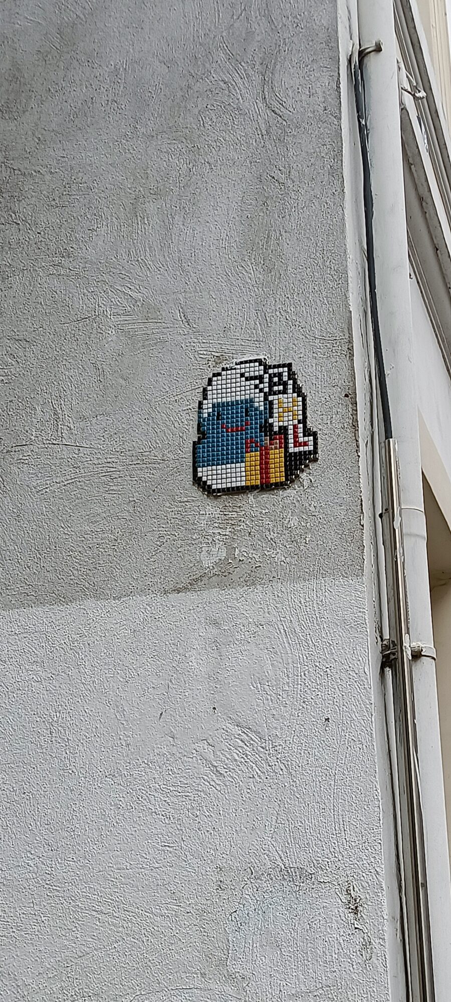 Blue Pixel Mosaic on Rue de la Philanthropie — Street art by IPDO in Bruxelles