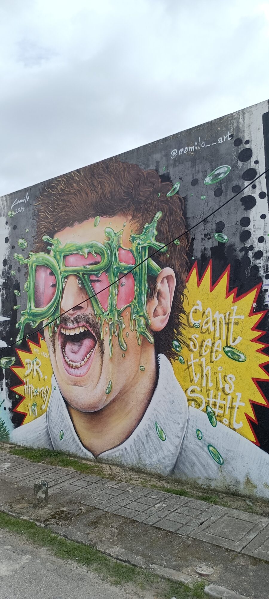 Drip, visage hurlant par Camilo — Street art de Camilo à Almada