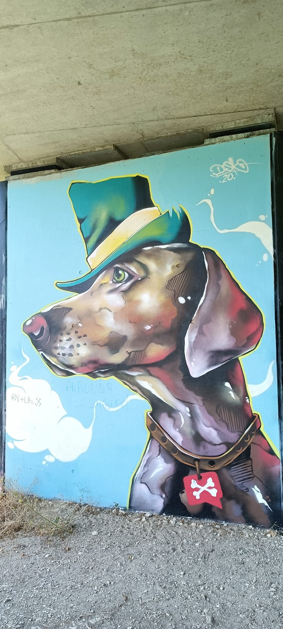 Dog in a Top Hat by Disk — Street art by Disk in Bourges