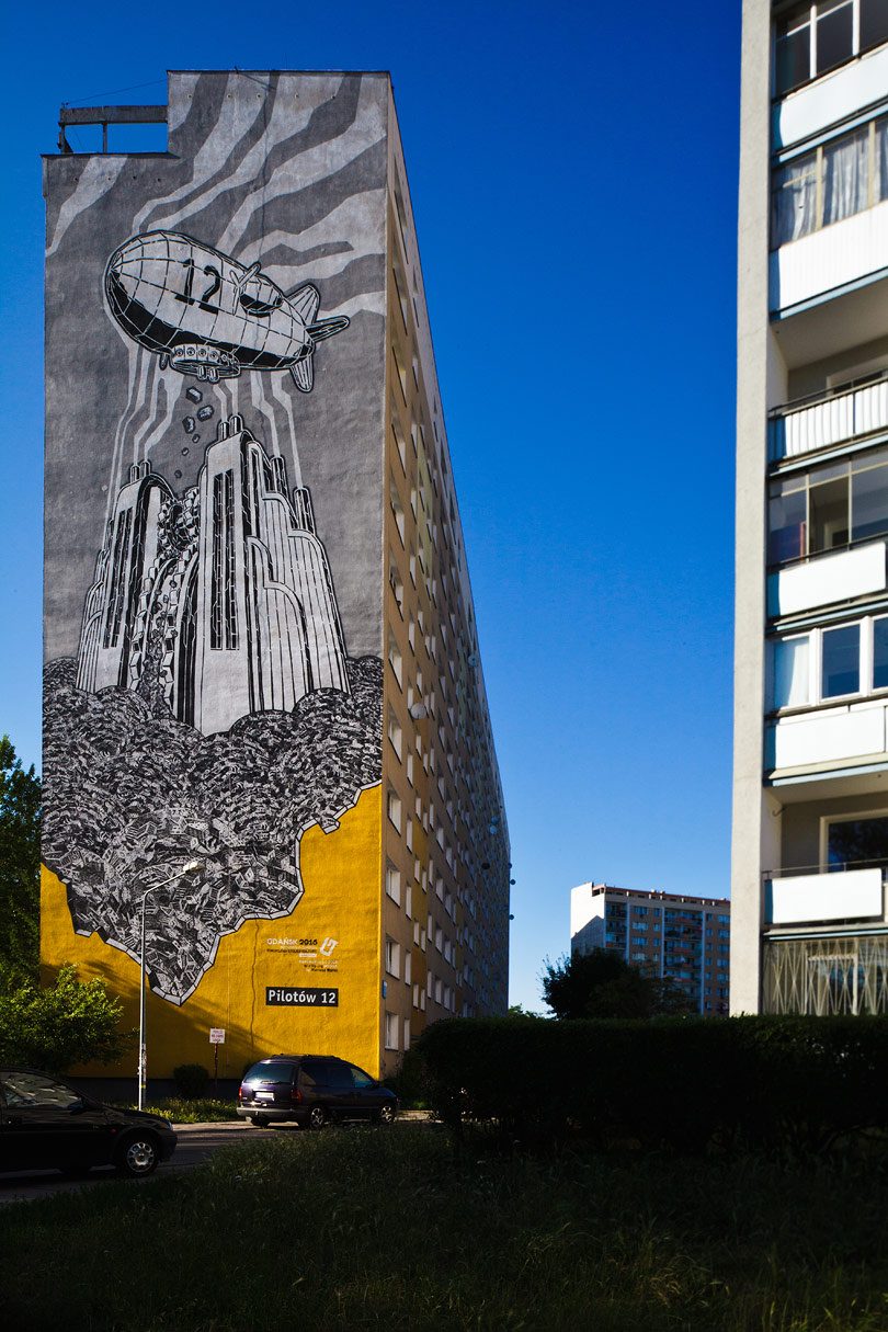The Zaspa Airship — Street art by M-CITY in Gdańsk