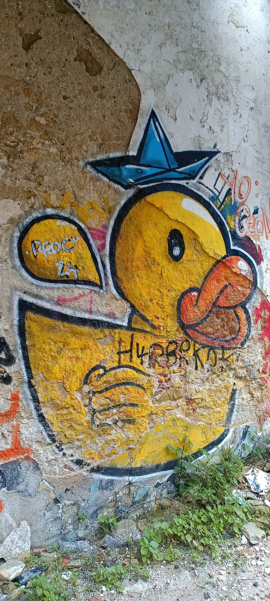 Canard jaune à la couronne bleue — Street art à Lisboa