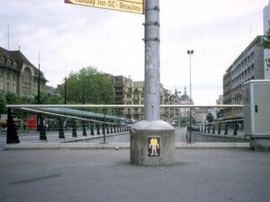 LSN_18, Space Invader on Place Chauderon — Street art by Invader in Lausanne