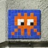 LIL_03, Blue Space Invader on a Stone Plinth — Street art by Invader in Lille
