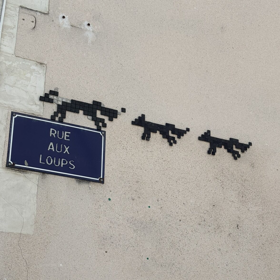 The wolf pack of Rue aux Loups — Street art by Mifamosa in Orléans