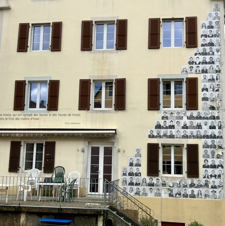 Wall of Pasted Portraits on Rue de la Ronde — Street art in La Chaux-de-Fonds