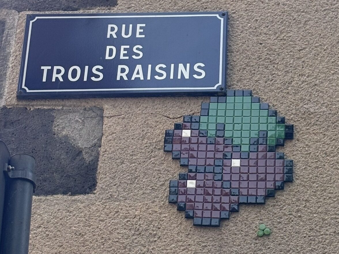 Grapes on Rue des Trois Raisins — Street art by Mifamosa in Clermont-Ferrand
