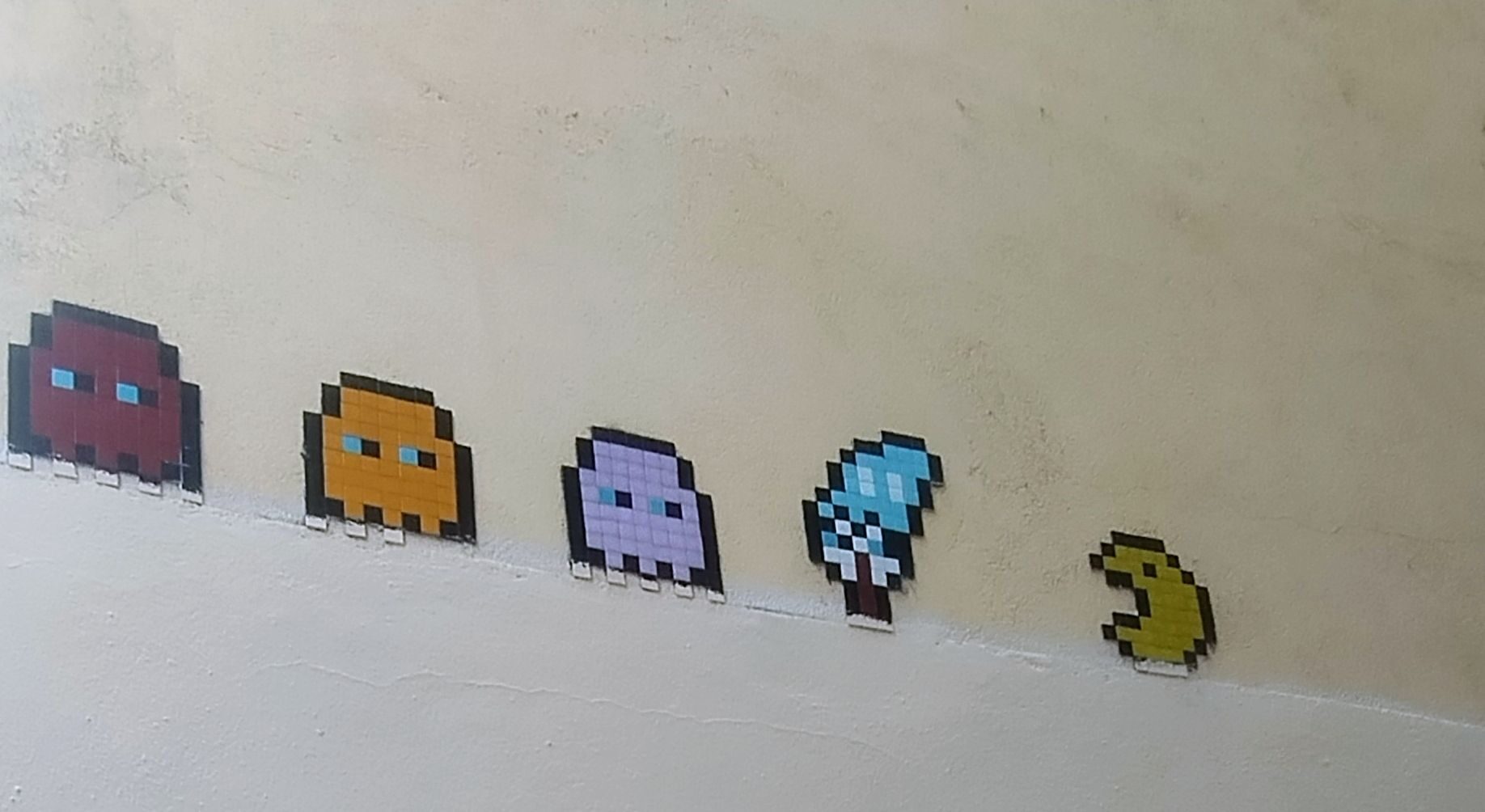 Pac-Man Ghosts in a Row — Street art in Strasbourg