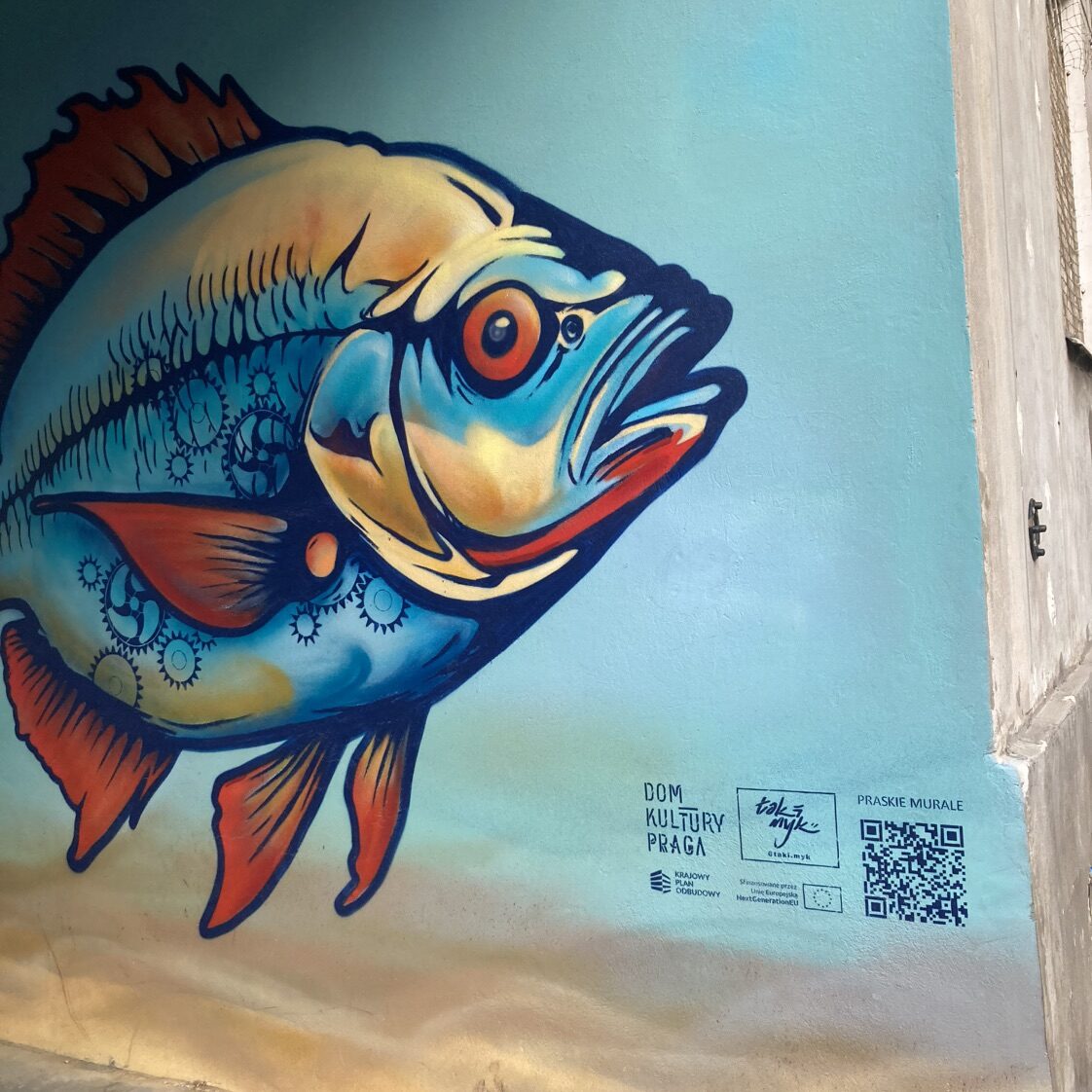 Ryba, the Fish with Gears — Street art by Taki Myk in Warszawa