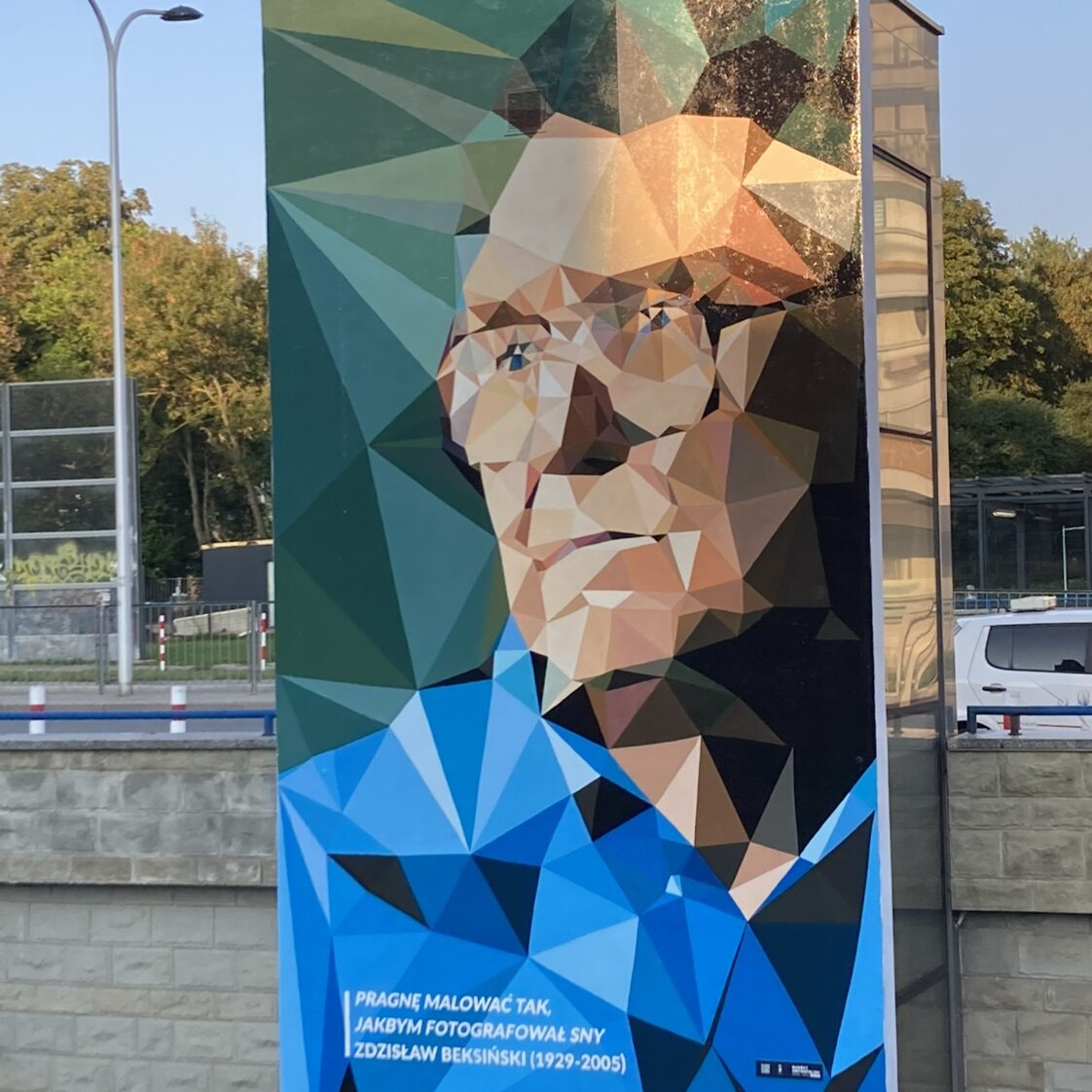 Portrait of Zdzisław Beksiński — Street art in Warszawa
