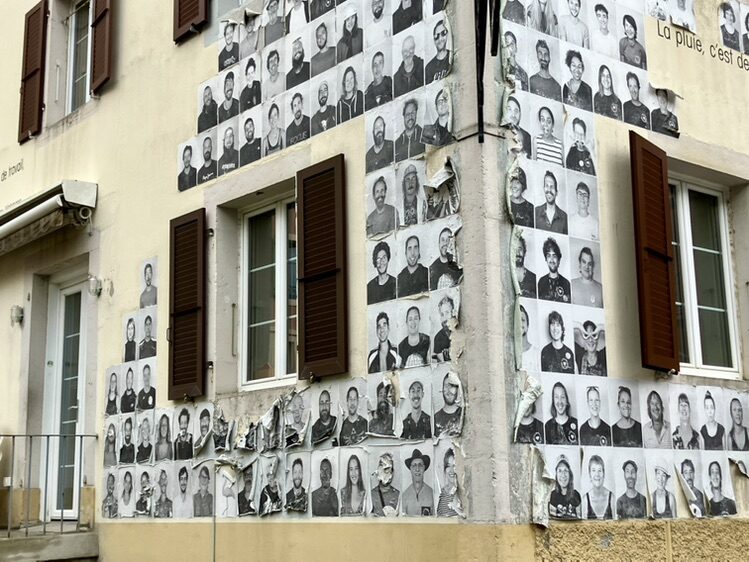 Wall of Pasted Portraits on Rue de la Ronde — Street art in La Chaux-de-Fonds