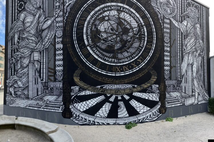 Les Gardiens du Temps — Street art de Monkey Bird à Le Locle