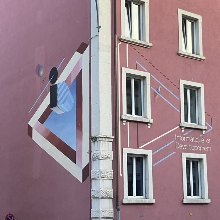 Trompe-l'œil d'Informatique et Développement — Street art à La Chaux-de-Fonds