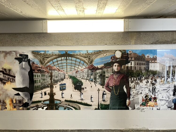 Quai 6 2/3, photomontages de Plonk & Replonk — Street art à La Chaux-de-Fonds