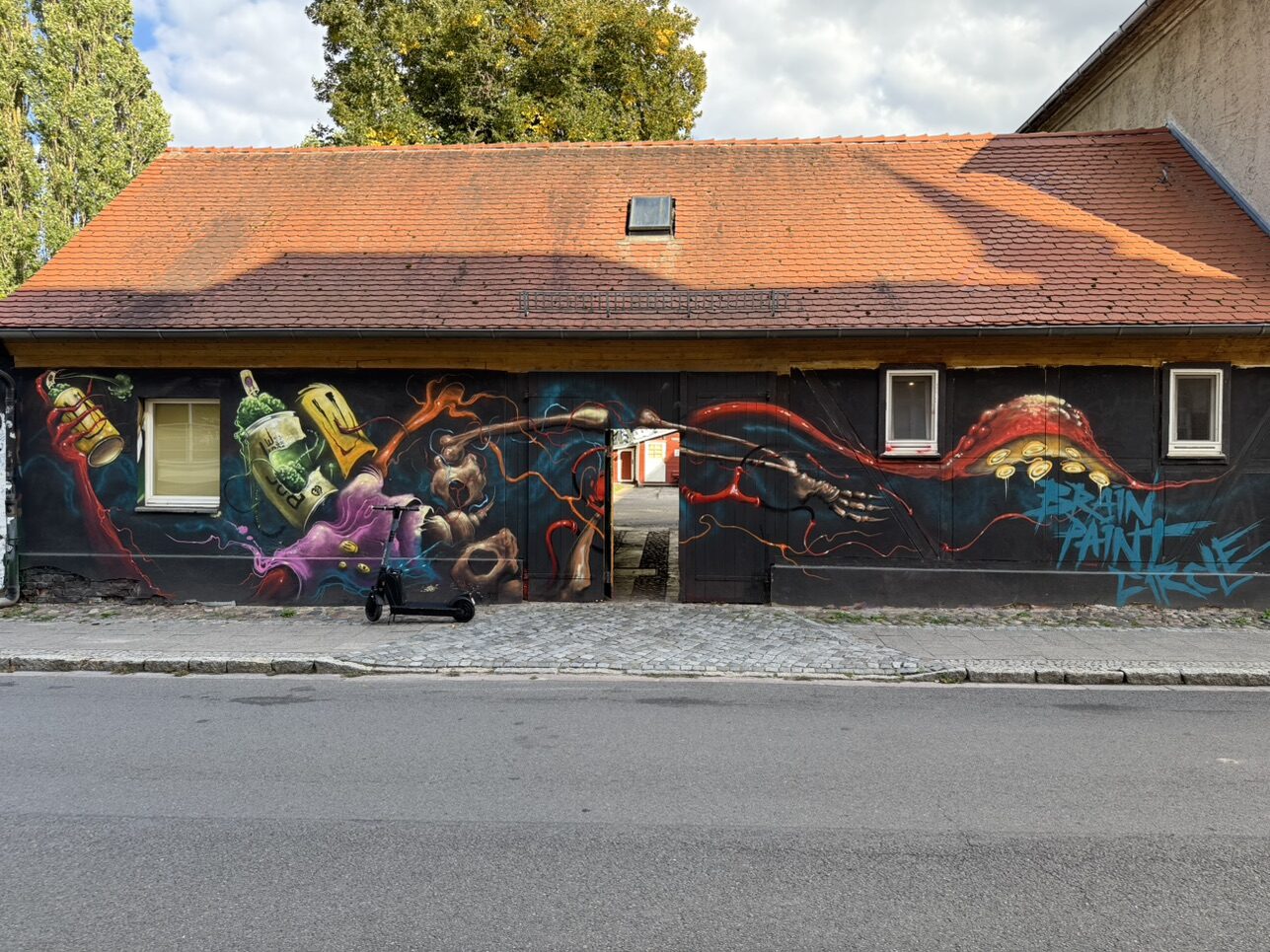 Fantastical Shipwreck with Popeye — Street art by Brain Paint Circle in Greifswald