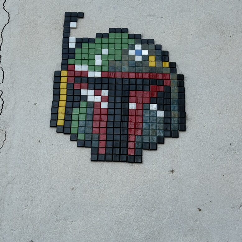 Mandalorian Helmet Mosaic — Street art by Astro Boy in Beniarbeig