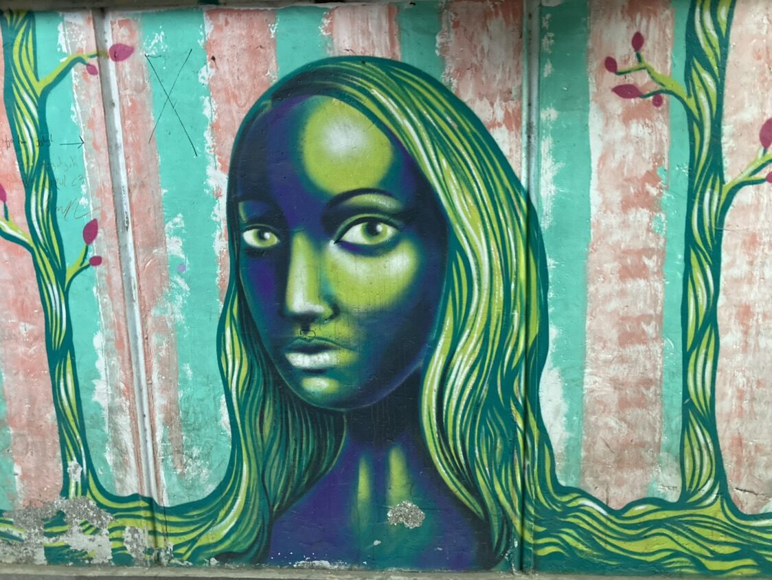 Green Girl on Shavteli Street — Street art in Tbilisi