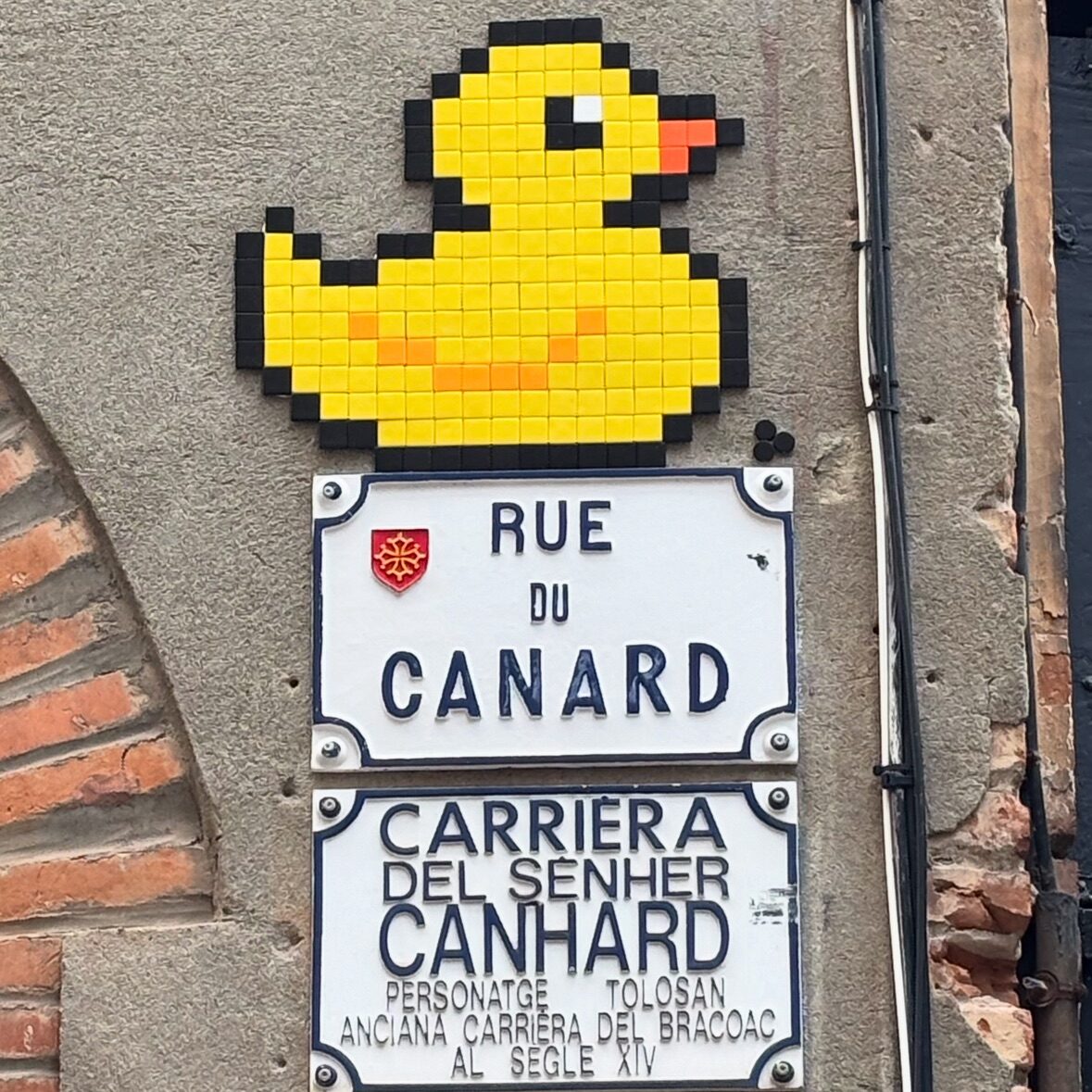 Canard jaune de la rue du Canard — Street art de Mifamosa à Toulouse