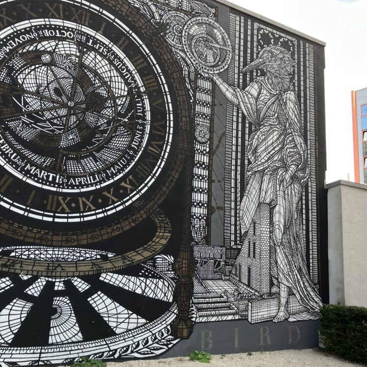 Les Gardiens du Temps — Street art de Monkey Bird à Le Locle
