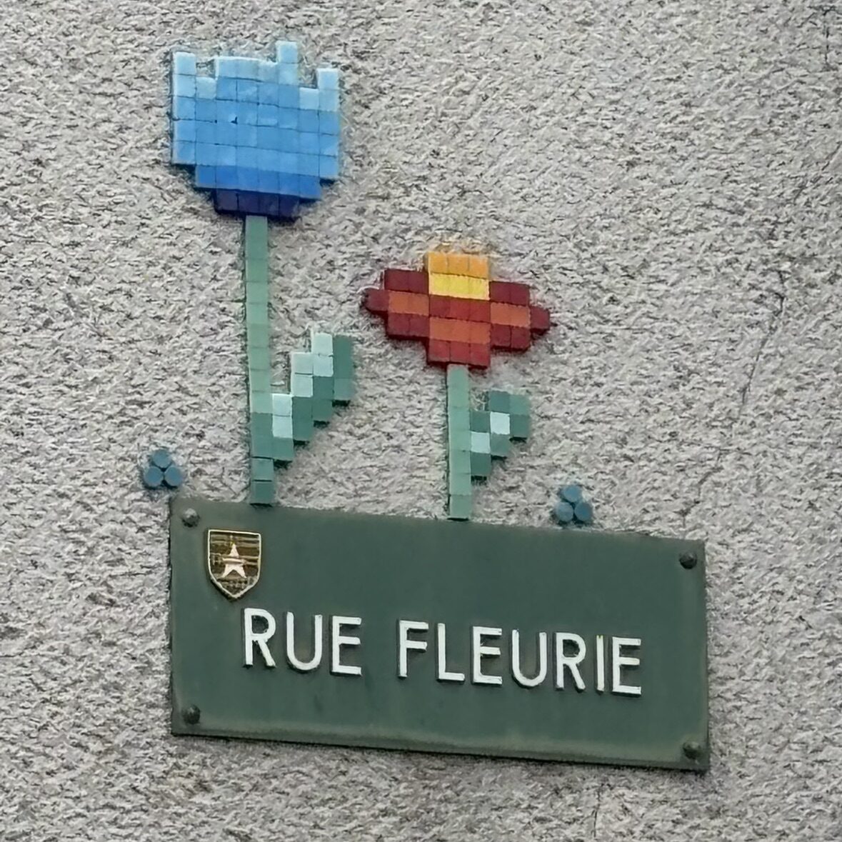 Deux fleurs pour la rue Fleurie — Street art de Mifamosa à Aschères-le-Marché
