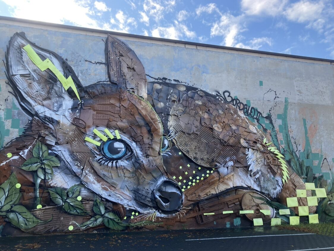 Jelonek, the Scrap Fawn — Street art by Bordalo II in Łódź