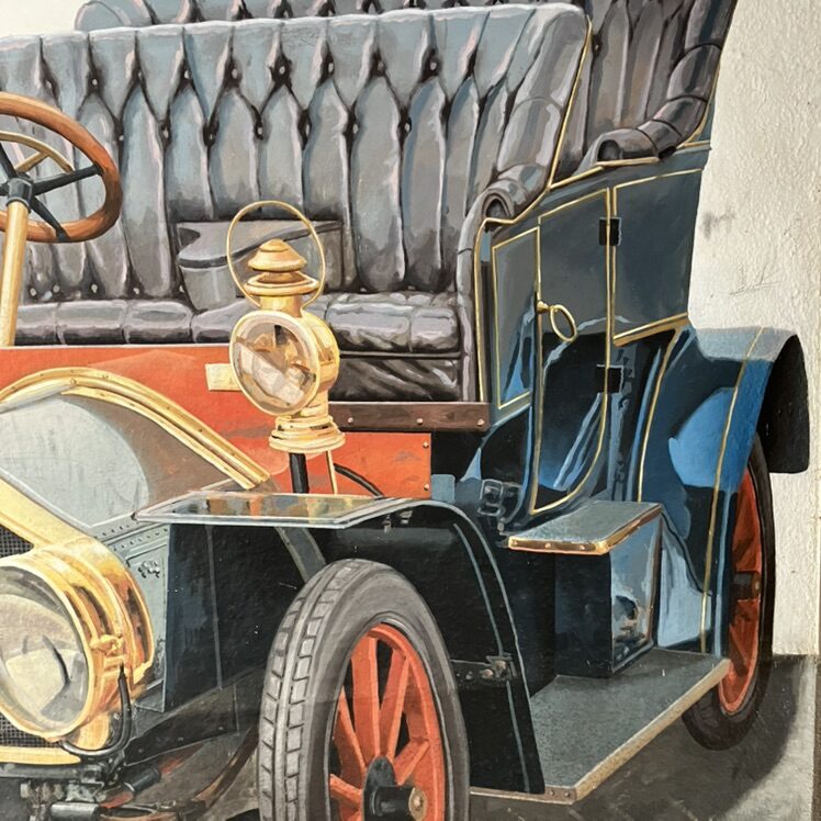 Vintage Car under the Archway — Street art in Neuchâtel