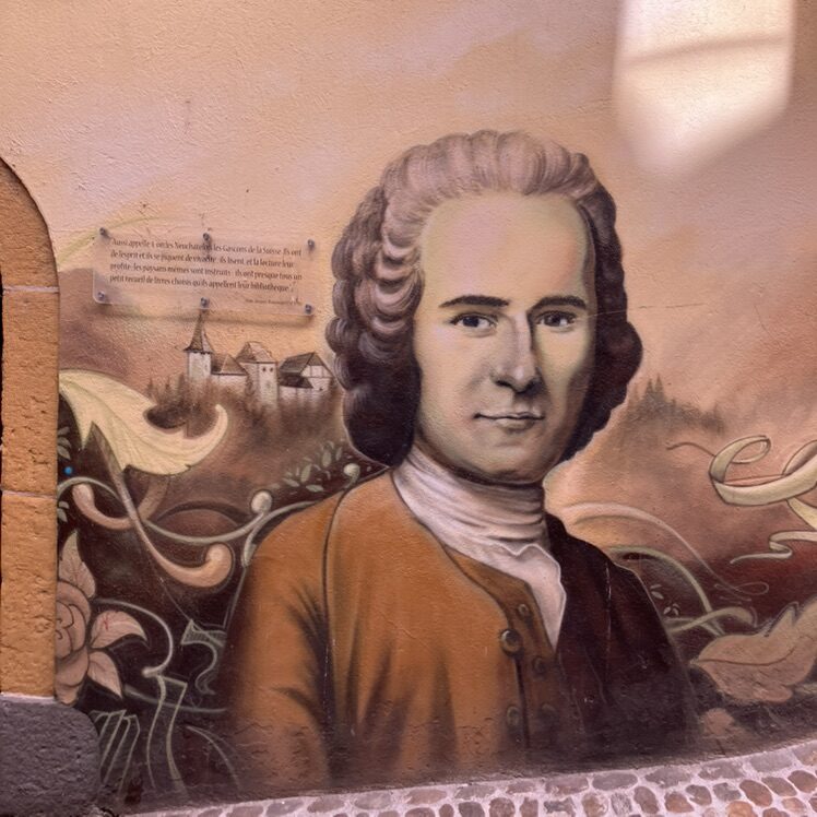 Portrait of Jean-Jacques Rousseau — Street art in Neuchâtel