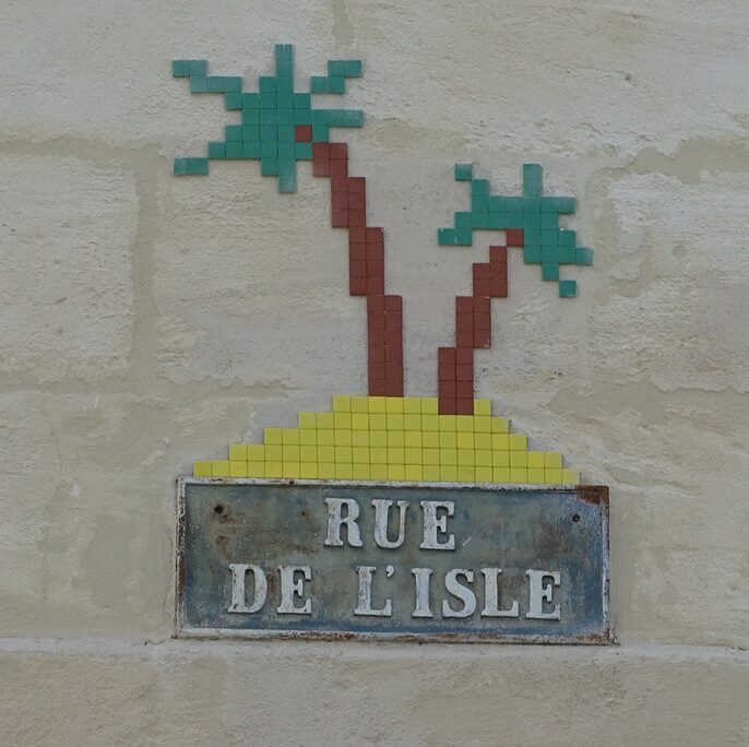 Palmiers sur l'île de la rue de l'Isle — Street art de Mifamosa à Libourne