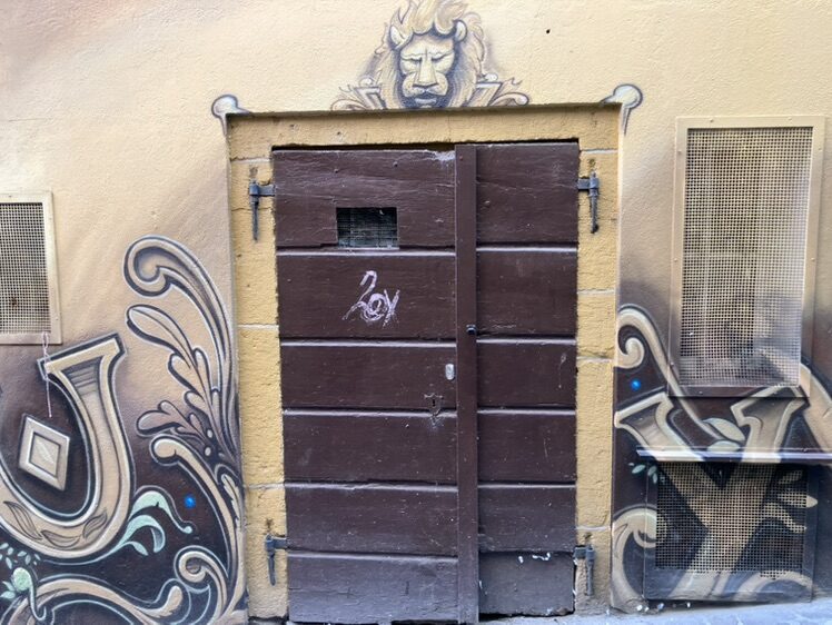 Golden Rosette on a Door — Street art in Neuchâtel