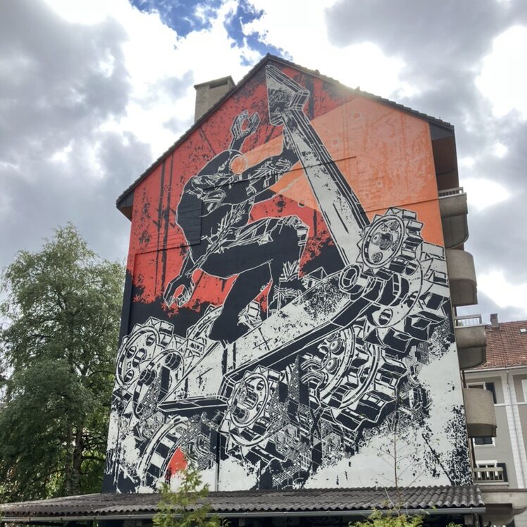The Slaves of Time — Street art by M-CITY in Le Locle
