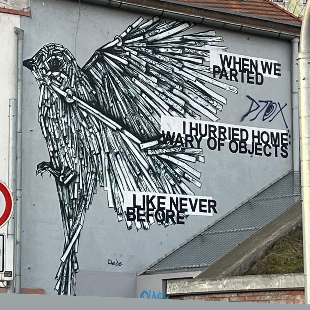 Departure (Objects), the bird of objects — Street art by Dede, Nitzan Mintz in Prague