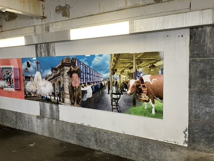 Quai 6 2/3, photomontages de Plonk & Replonk — Street art à La Chaux-de-Fonds