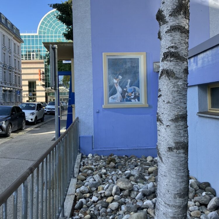 Tableau en trompe-l'œil aux cygnes — Street art à La Chaux-de-Fonds