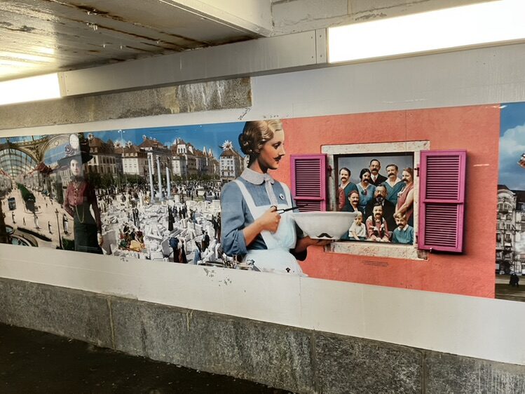 Quai 6 2/3, photomontages de Plonk & Replonk — Street art à La Chaux-de-Fonds